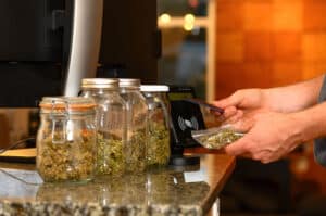 POS system being used to purchase cannabis